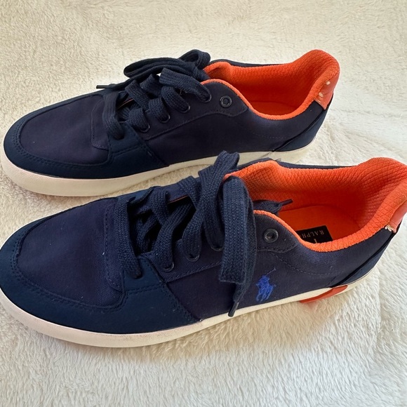 Ralph Lauren Polo Men’s Sneakers in Navy and Orange - Picture 4 of 8